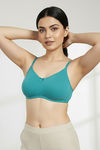 Zivame Everyday Double Layered Non Wired 3/4th Coverage T-Shirt Bra - Peacock Blue — thumbnail 4